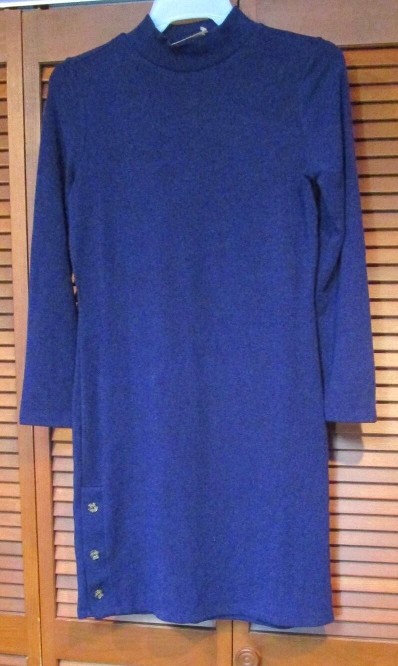 Banana Republic Women's Mock Neck Knit Dress Size Medium Navy Blue Career Wear